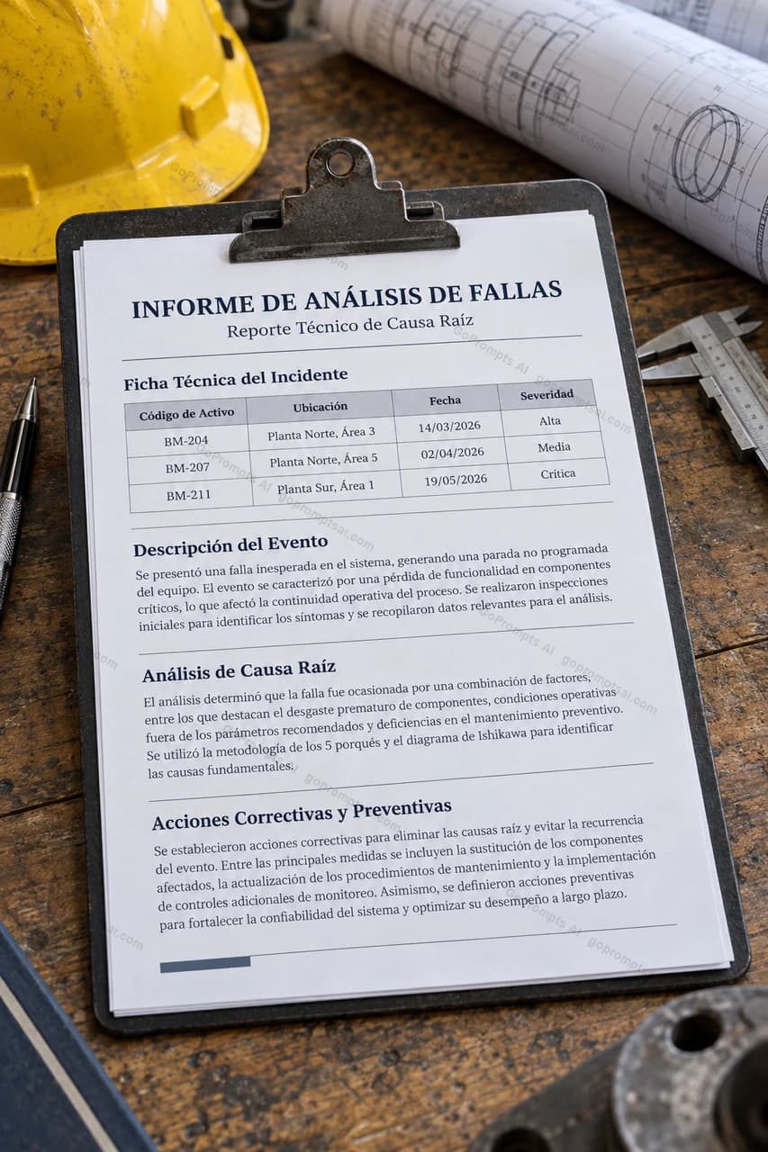 Tu informe de análisis de fallas, listo para gerencia