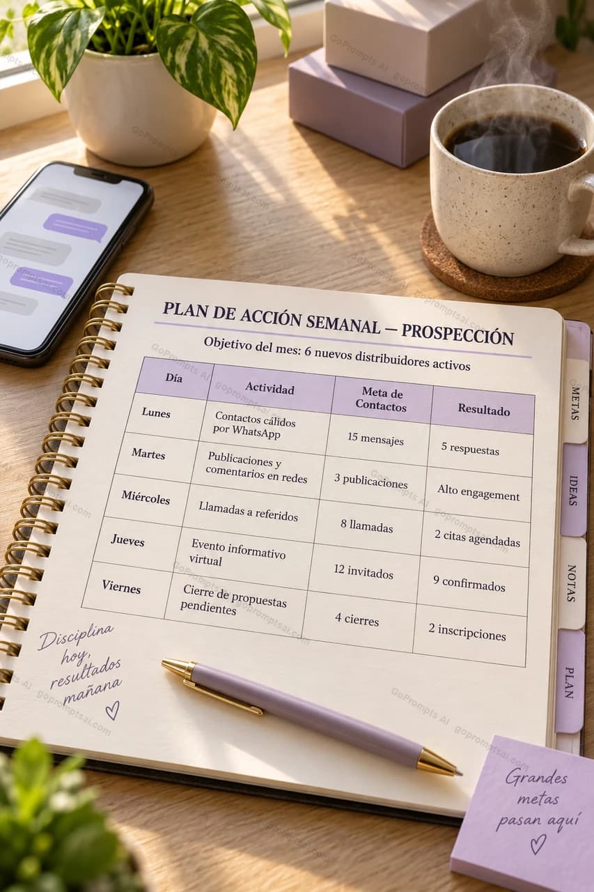Plan de acción semanal con metas de contacto diarias
